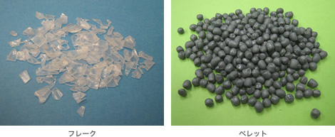 左:フレーク写真・右:ペレット写真